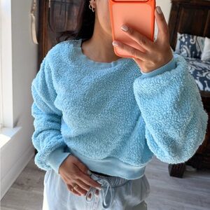 flirtitude Light Blue Sherpa Pullover